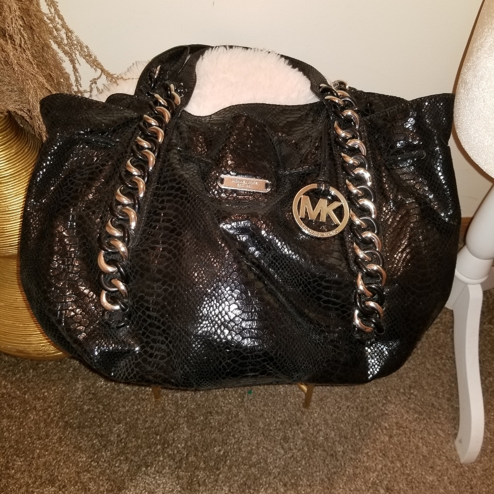 Michael Michael Kors Black Python Embossed Leathe… - image 7